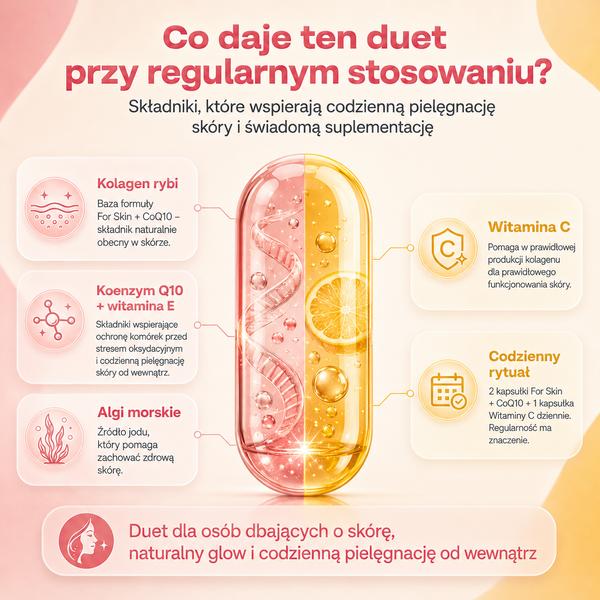 Kolagenowy Duet dla Skóry: For Skin z CoQ10 + Witamina C