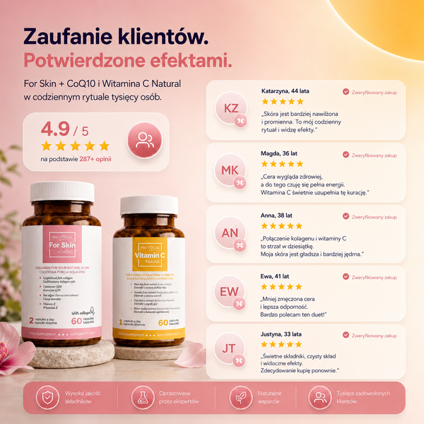 Kolagenowy Duet dla Skóry: For Skin z CoQ10 + Witamina C